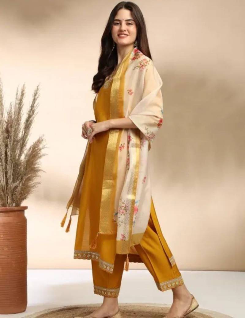 Jheel Festive Embroidered Kurta Set with Floral Dupatta