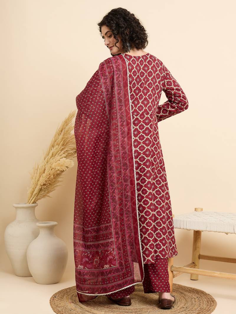 Vidisha Printed Maroon Suit Set