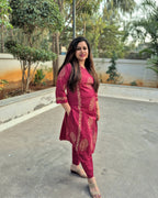 Siya Maroon Printed Cotton Kurta Set