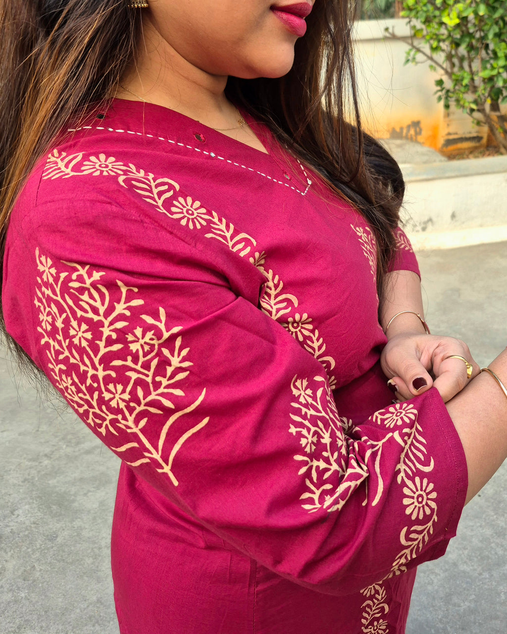 Siya Maroon Printed Cotton Kurta Set