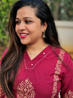 Siya Maroon Printed Cotton Kurta Set