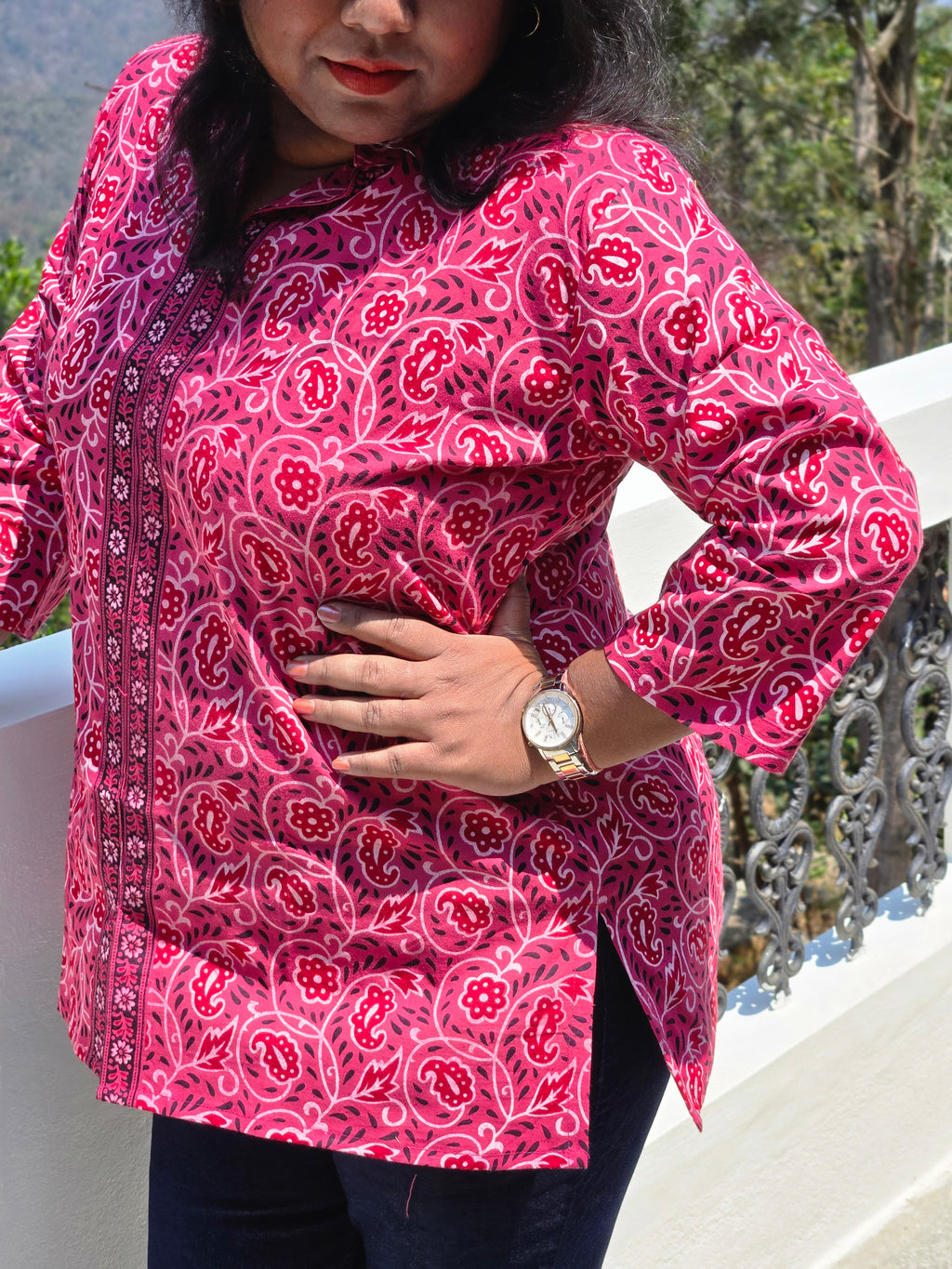 Vrinda Ajrakh Cotton Short Kurti