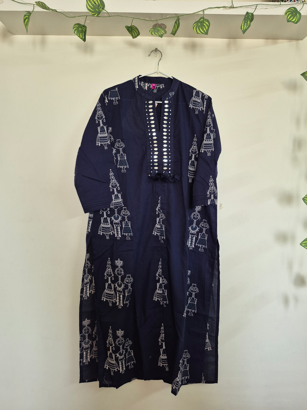 Surabhi Navy Blue tribal print premium Cotton kurti set