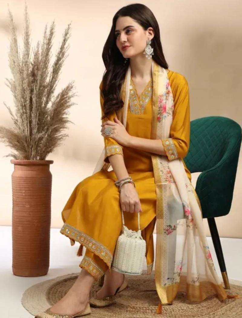 Jheel Festive Embroidered Kurta Set with Floral Dupatta