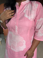 Swati – Pink Floral Cotton Kurta Palazzo Set with Lining for Women