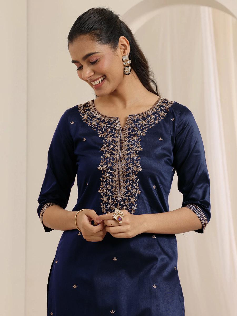 Neelam Navy Blue Embroidered Festive Kurti Set