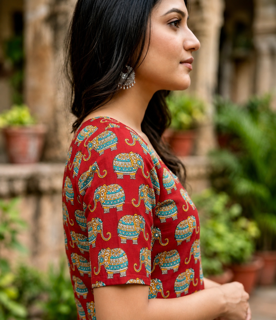 Gajraj Pure Cotton Elephant Print Straight Kurti for Women| Half Sleeves | Office & Casual Wear