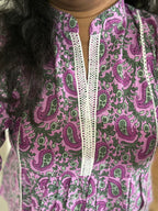 Kairi purple short kurti for women with lace detailing
