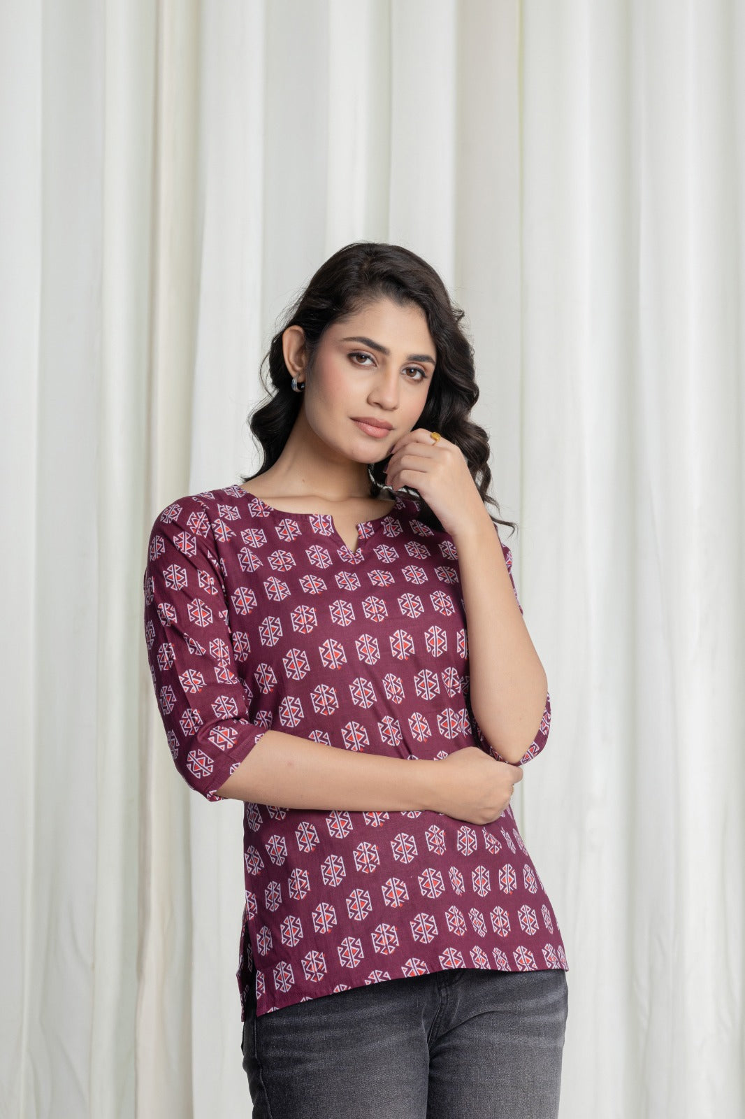 Anila Cotton Handblock Printed Short Kurti