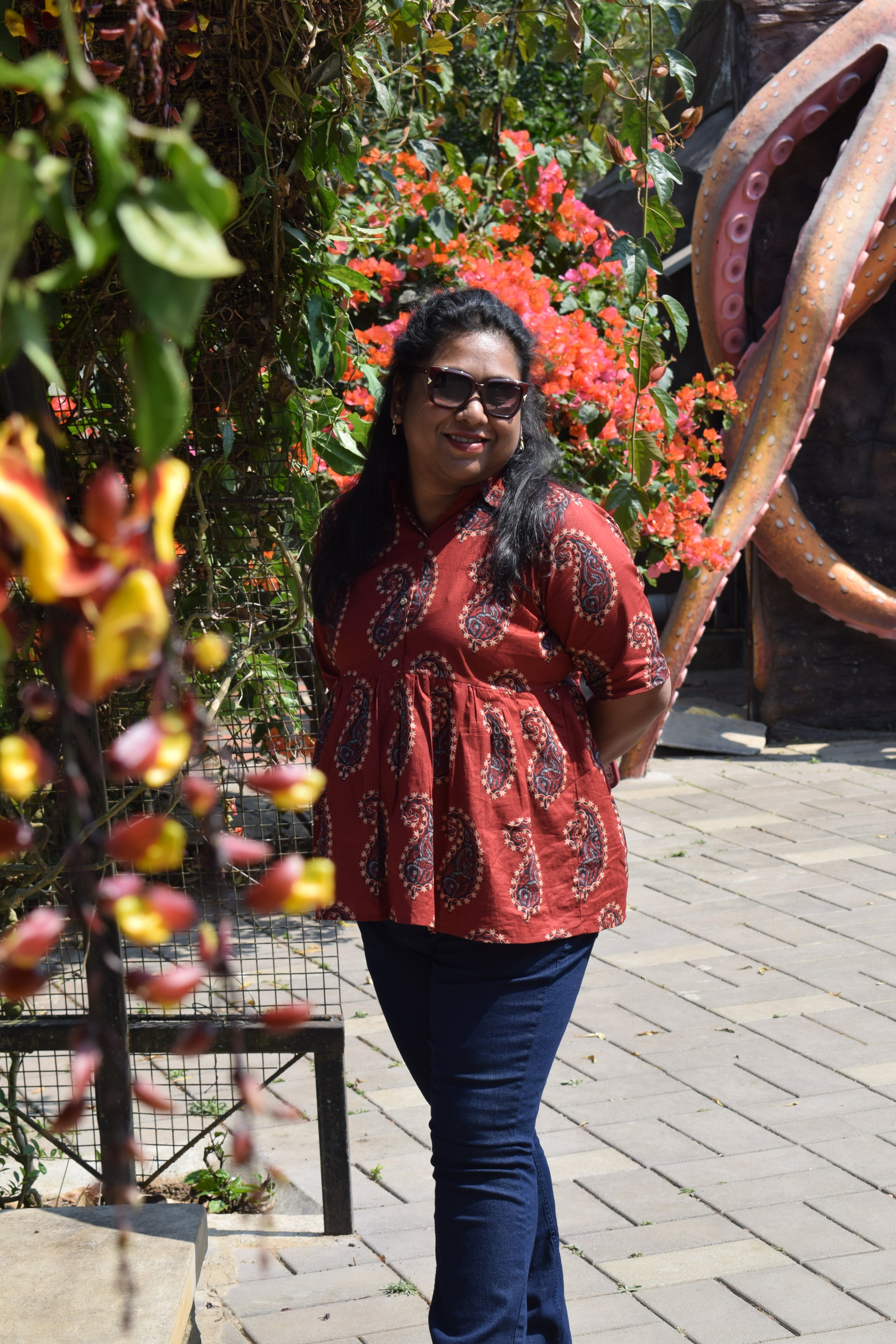 Aara Handblock Ajrakh Cotton Short Kurti