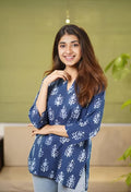 Ashna Blue Jaipuri Print short kurti