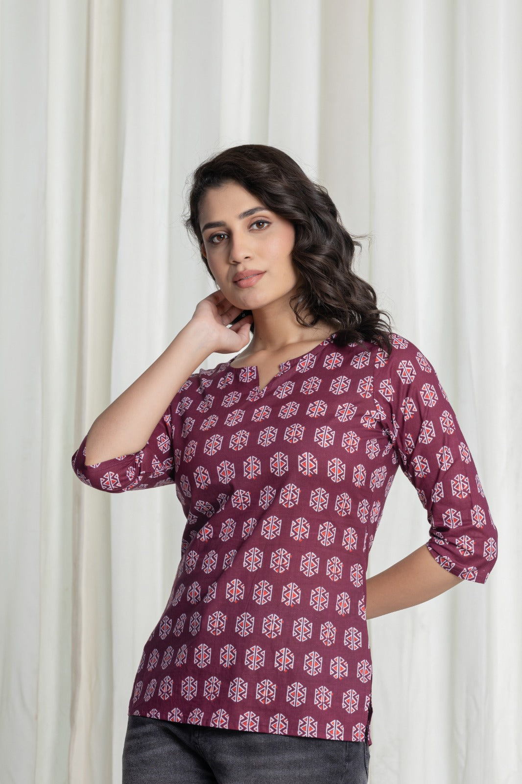 Anila Cotton Handblock Printed Short Kurti