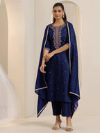 Neelam Navy Blue Embroidered Festive Kurti Set