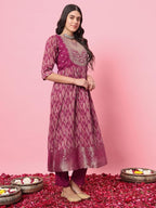 Amvi Zari Embroidered Printed Festive Kurti Set