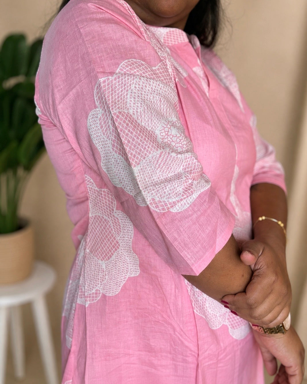 Swati – Pink Floral Cotton Kurta Palazzo Set with Lining for Women