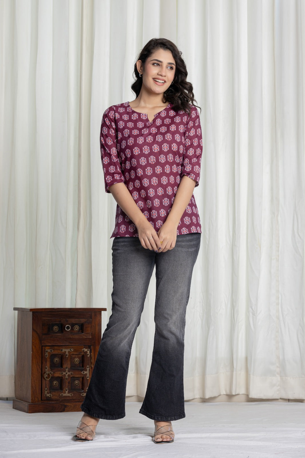 Anila Cotton Handblock Printed Short Kurti