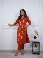 Amaira Cotton Embroidered Kurti Palazzo set