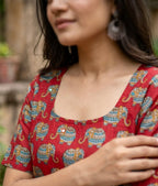 Gajraj Pure Cotton Elephant Print Straight Kurti for Women| Half Sleeves | Office & Casual Wear