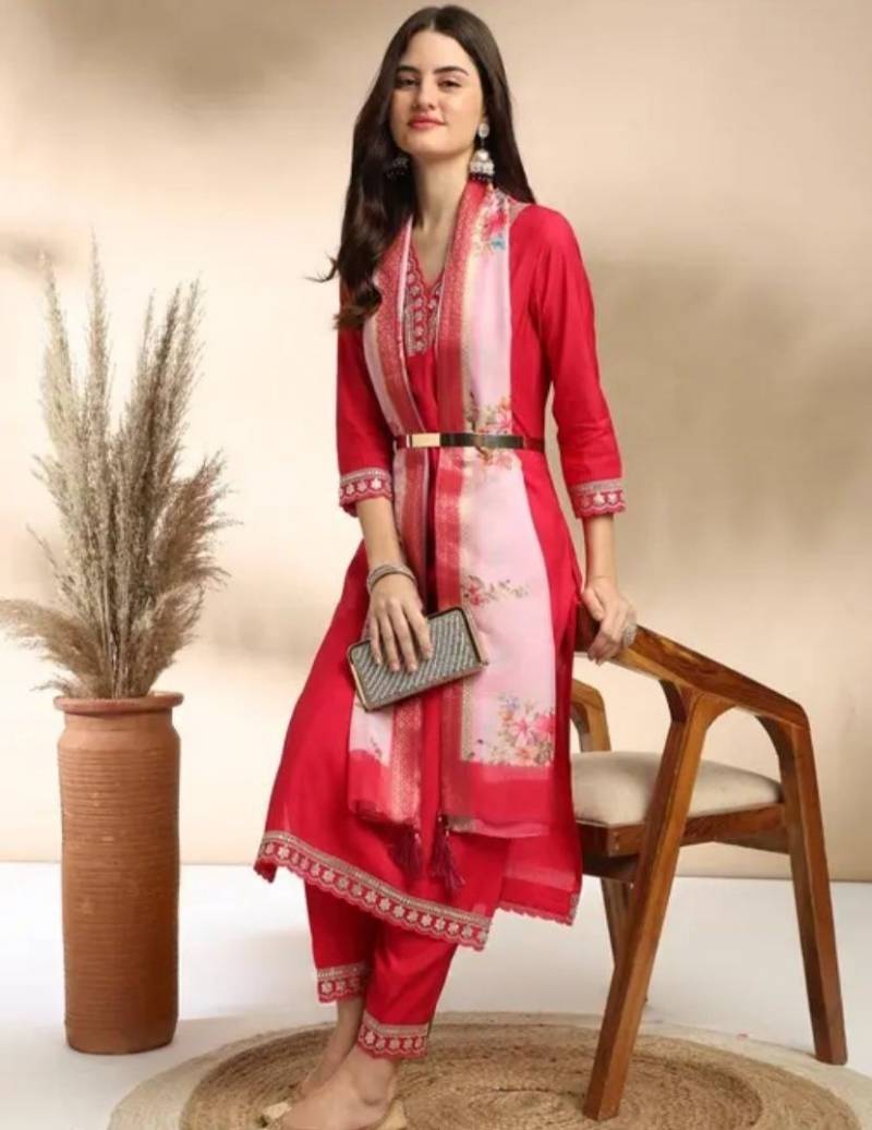Jheel Festive Embroidered Kurta Set with Floral Dupatta