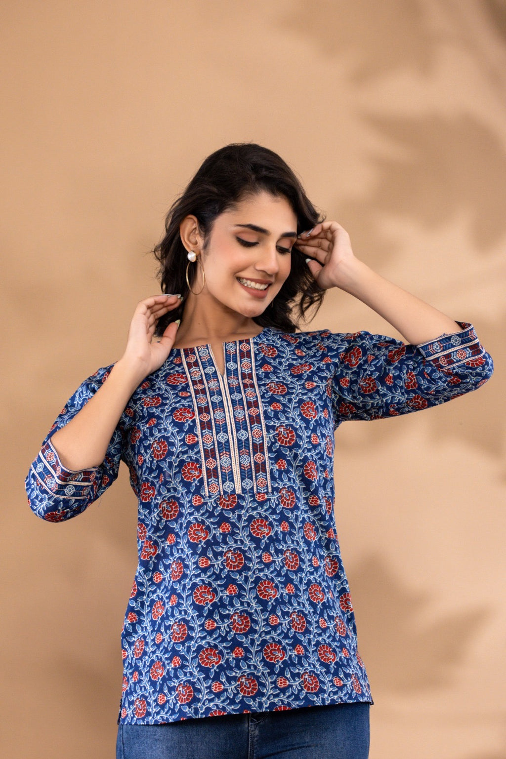 Megha Cotton Jaipuri Print Short Kurti