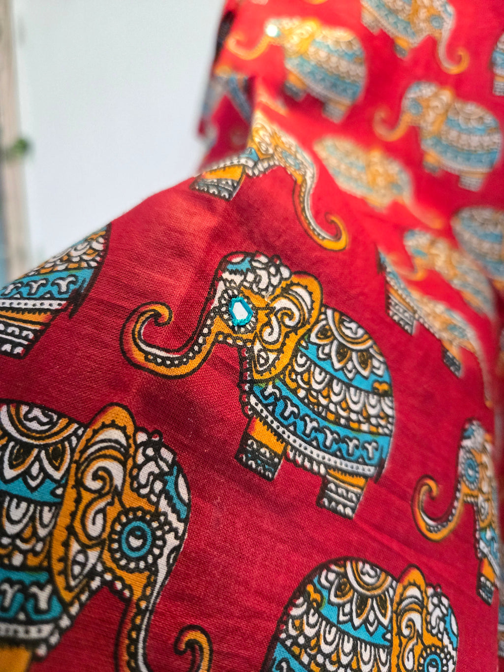 Gajraj Pure Cotton Elephant Print Straight Kurti for Women| Half Sleeves | Office & Casual Wear