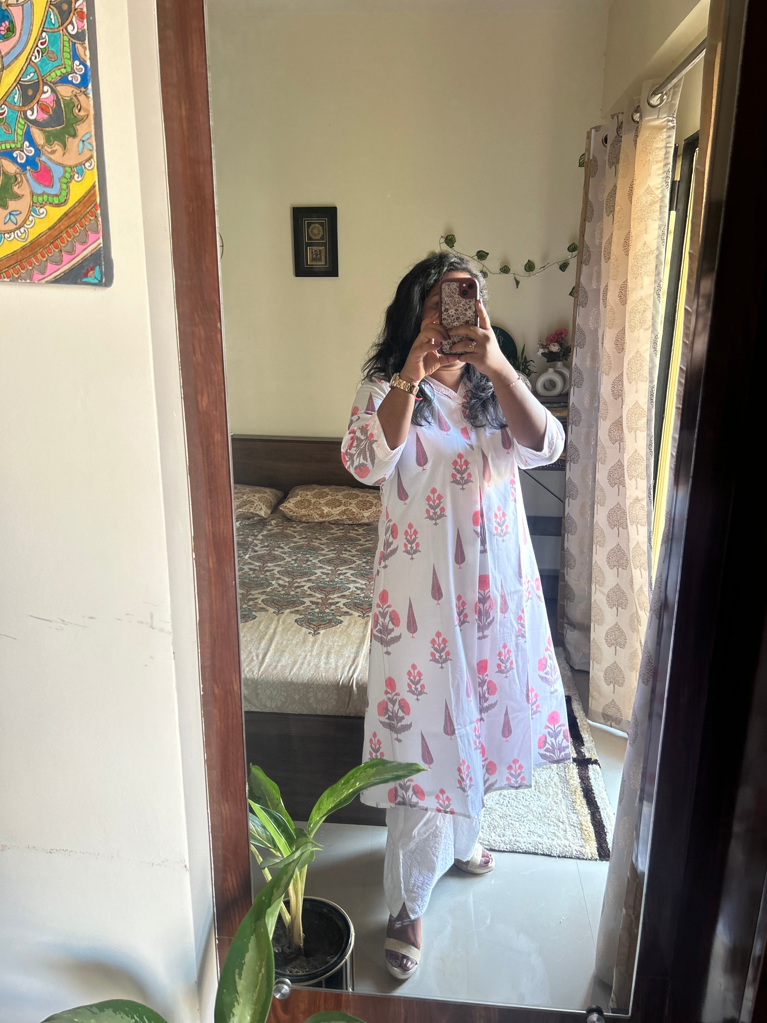 Saadgi Cotton White Kurta for Women | A-Line Fit | Casual & Work wear