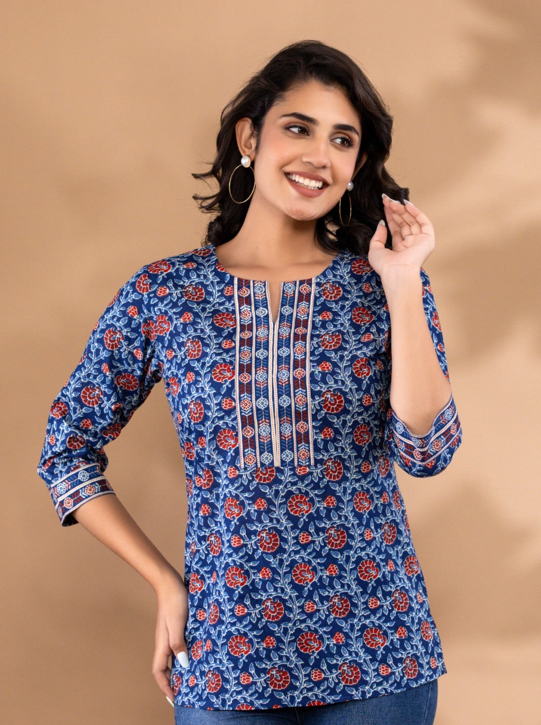 Megha Cotton Jaipuri Print Short Kurti