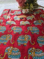 Gajraj Pure Cotton Elephant Print Straight Kurti for Women| Half Sleeves | Office & Casual Wear