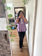 Kairi purple short kurti for women with lace detailing