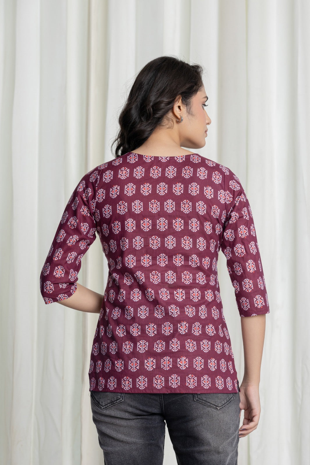 Anila Cotton Handblock Printed Short Kurti