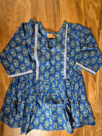Adira Pure Cotton Blue Short Kurti for Women | Jaipuri print kurti for Casual & Office wear