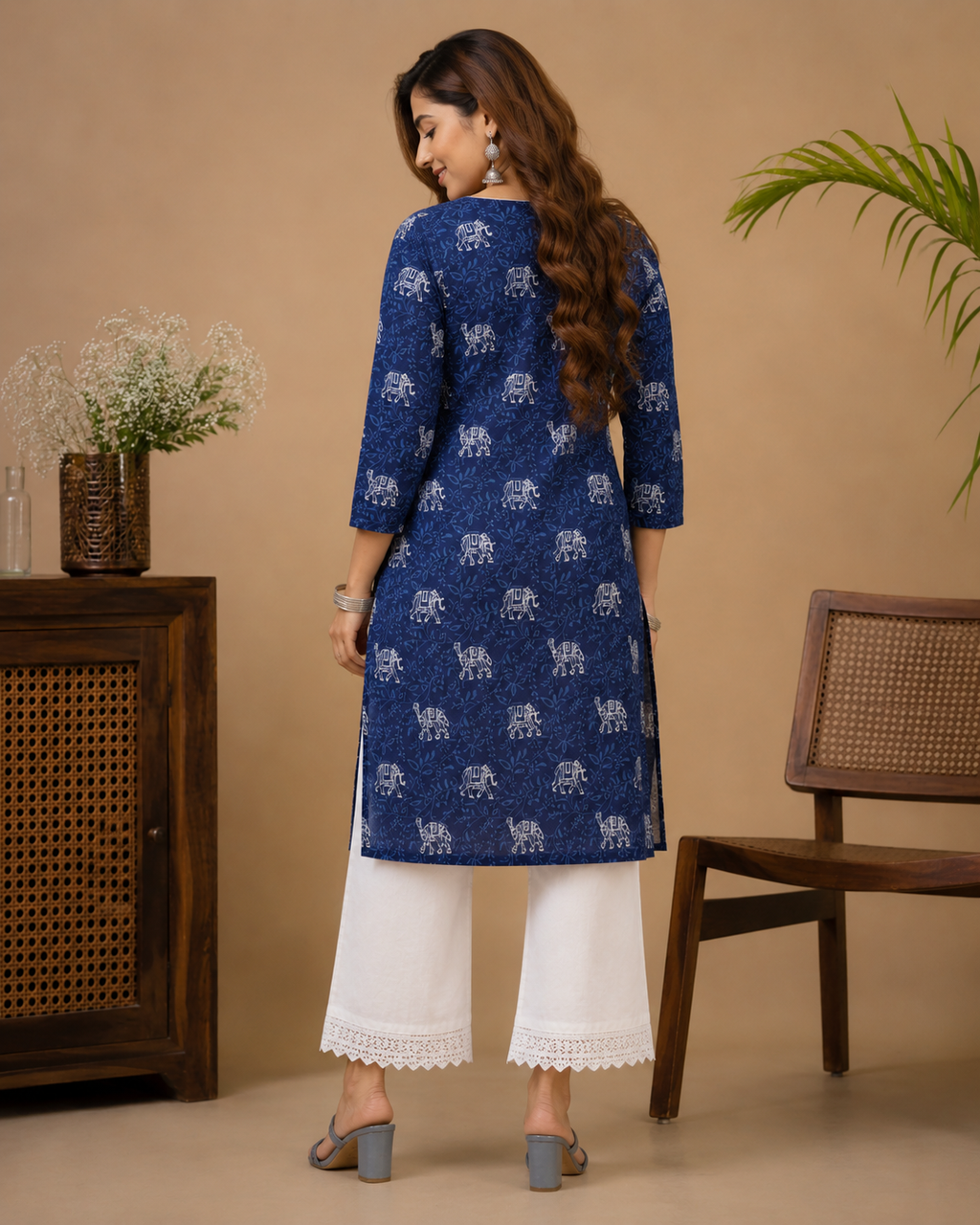Yamini Traditional Jaipuri print Cotton Kurti for Women