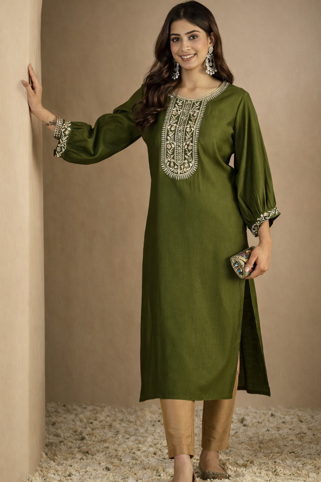Miraz Viscose Rayon Embroidered Kurti