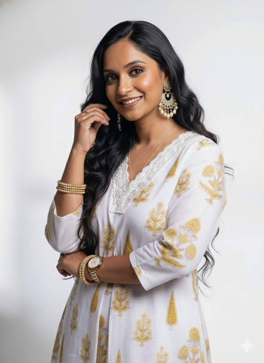 Swara Cotton A-Line Jaipur motif print Kurti