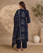 Surabhi Navy Blue tribal print premium Cotton kurti set