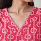 Nitya Printed Red Cotton Short Kurti for Women