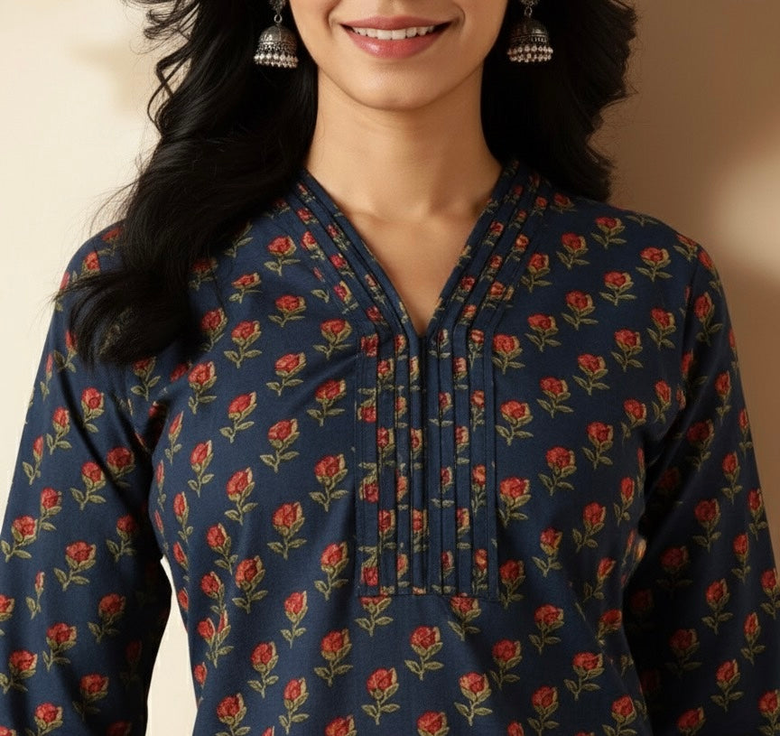 Ojas Cotton Floral print Kurti Palazzo set