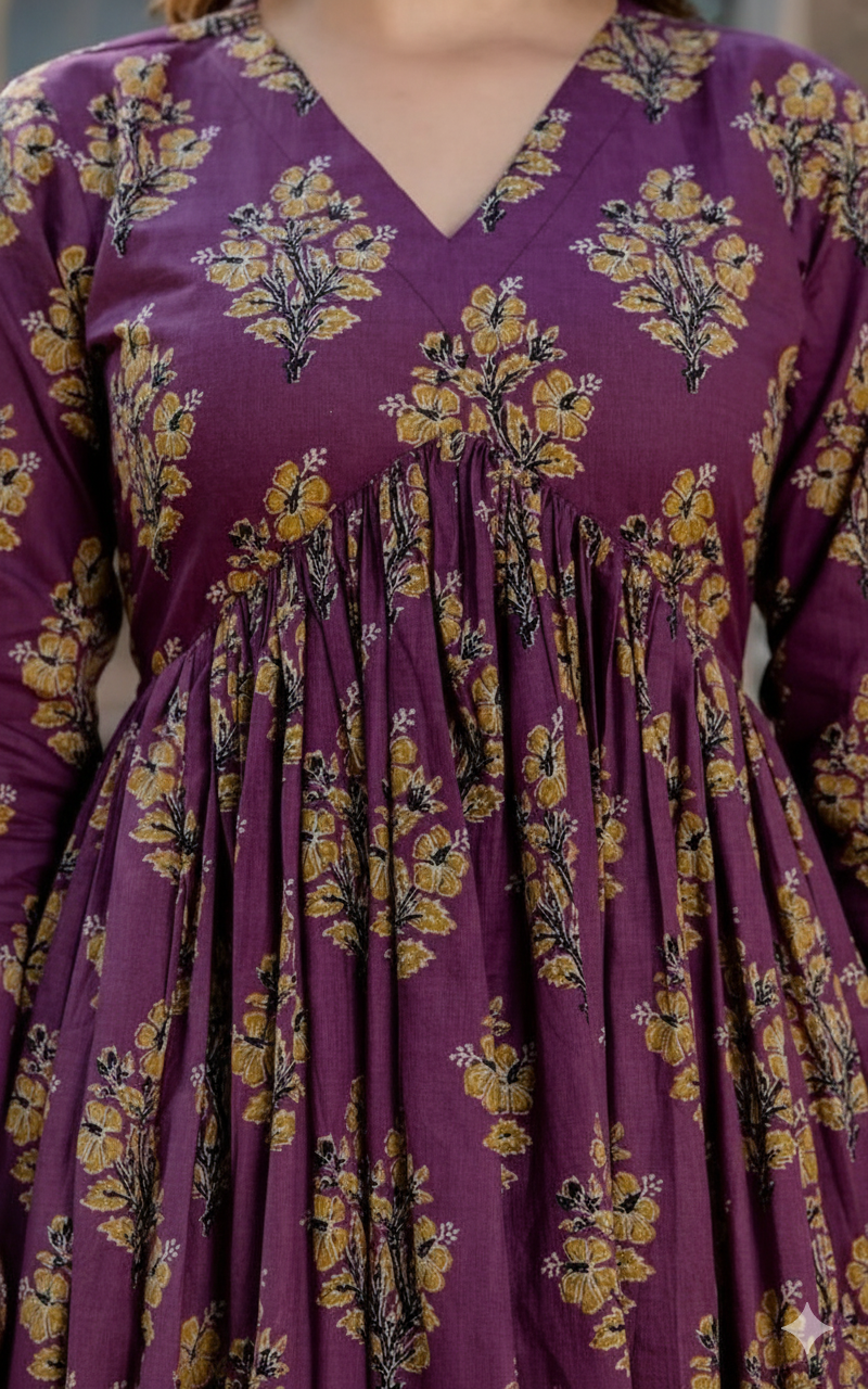 Maithli Printed Anarkali in Alia cut and Full Sleeves