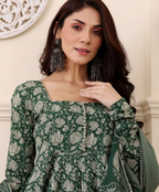 Akshara Green Printed Anarkali Set