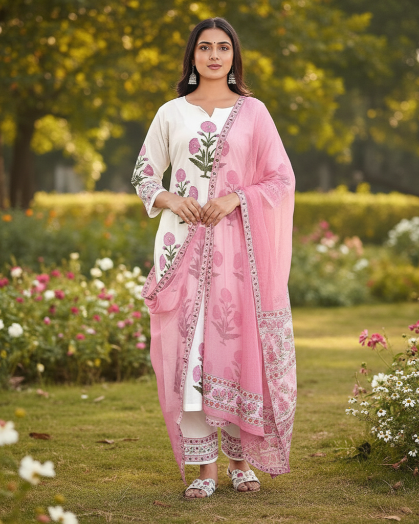 Shuchi Women Floral Printed Regular Kurta with Palazzos & With Dupatta