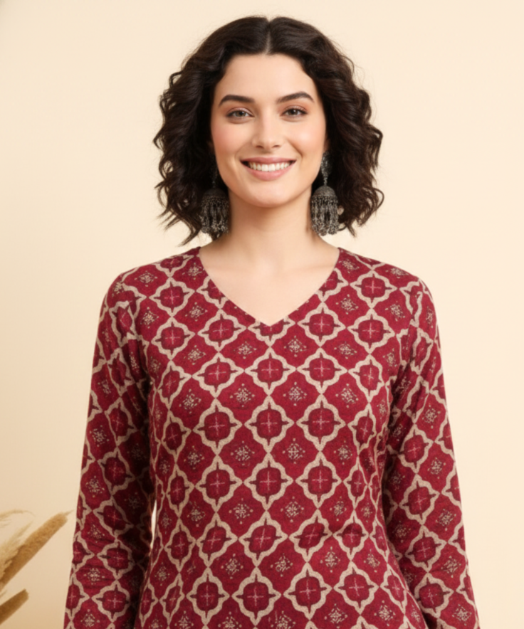Vidisha Printed Maroon Suit Set