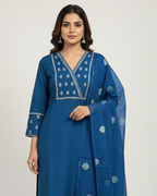 Kumud Blue Embroidered Festive Kurta Set