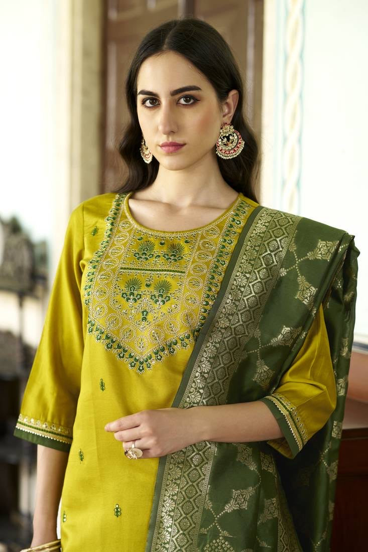 Abha Festive Embroidered Kurti Set