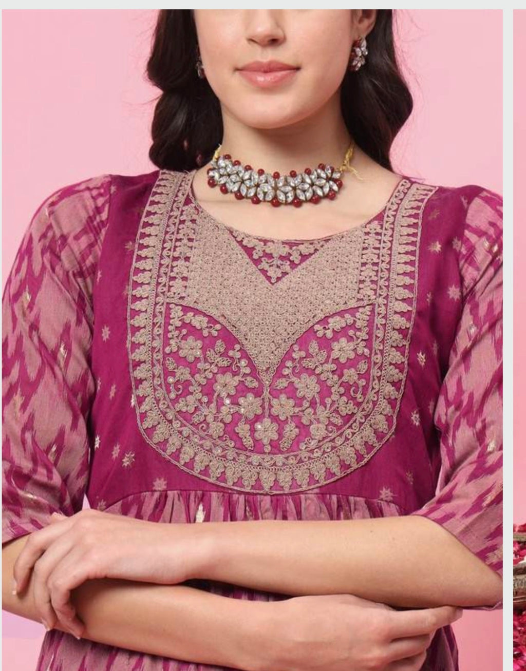 Amvi Zari Embroidered Printed Festive Kurti Set