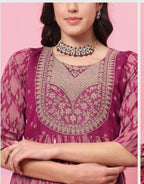 Amvi Zari Embroidered Printed Festive Kurti Set