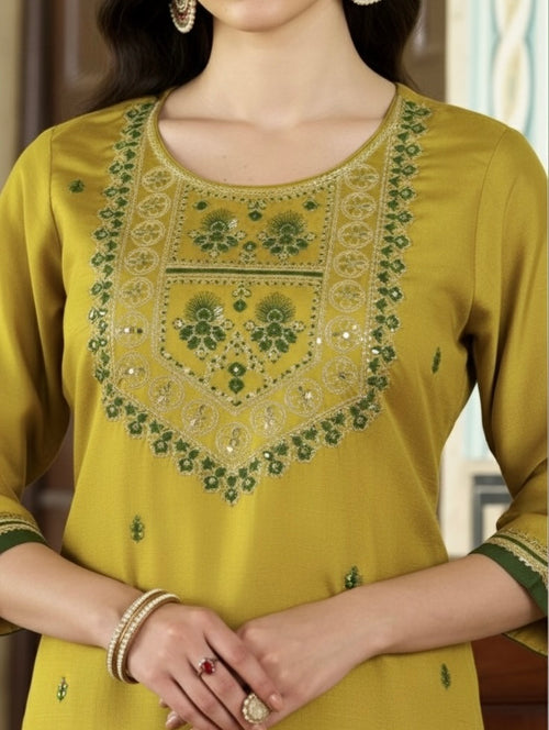Abha Festive Embroidered Kurti Set