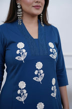 Amaira Cotton Embroidered Kurti Palazzo set