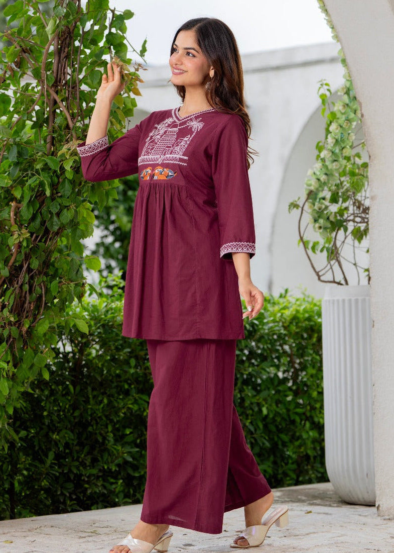 Akira Embroidered Cotton Coord Set