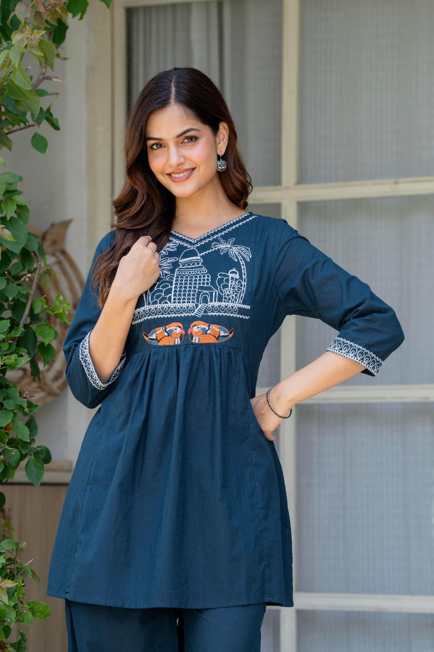 Akira Embroidered Cotton Coord Set