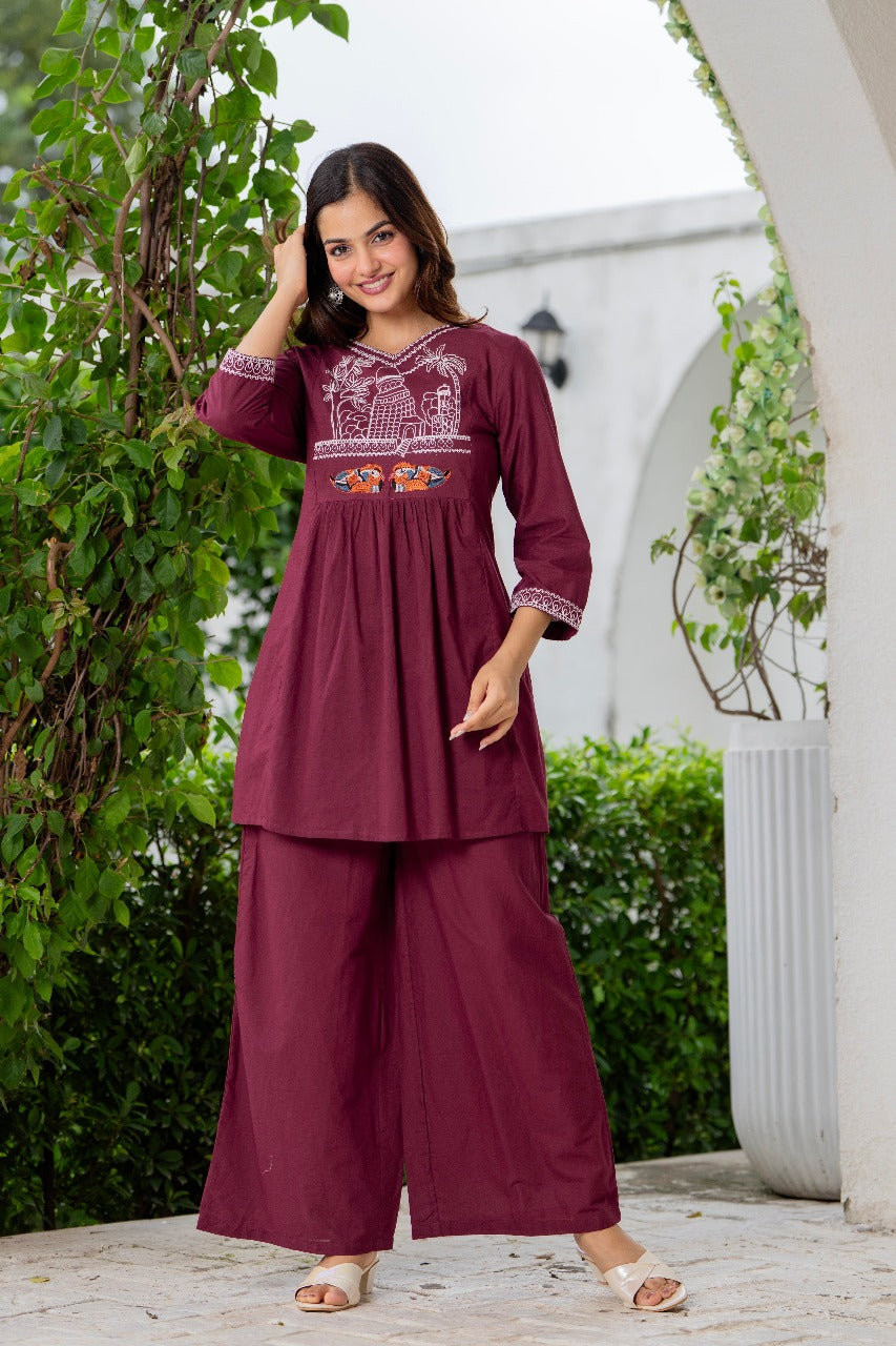 Akira Embroidered Cotton Coord Set